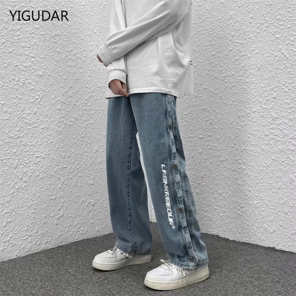 

Men's Jeans Pants Casual Vintage Baggy Clothing Straight Leg Trousers Korean Fashion Man Streetwear Pop Harajuku Oversize Pants