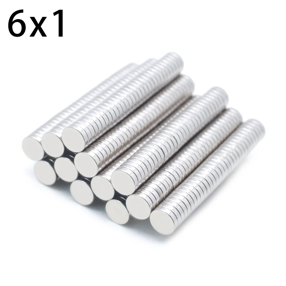 

100Pcs 6mm X 1mm Strong Cylinder Rare Earth Magnet 6X1 Neodymium Bulk Sheet N35 Mini Small Round Magnets Disc 6*1mm