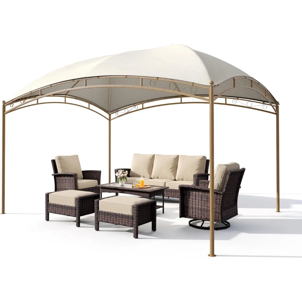 

10x13 Outdoor Gazebo, Sturdy Metal Frame Pergola for Patio, Waterproof Patio Canopy Pergola Pavilion Grill Gazebo, Sun Shade Can