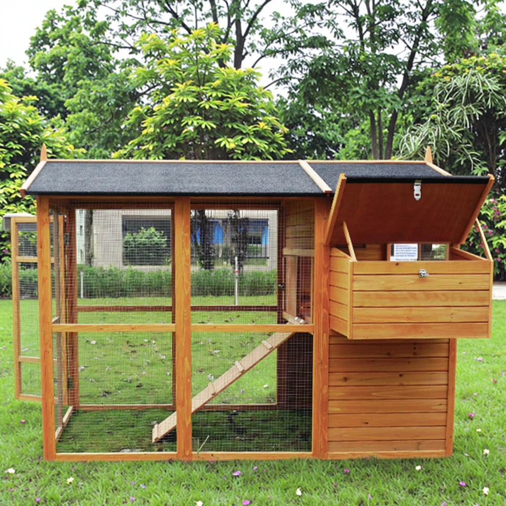 

Custom SDC0802 High Quality Large Modern Wooden Chicken Cage Hot Sale Hen House With Walk-In Run Waterproof Roof For Poultry Pet