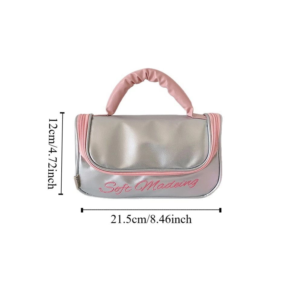 Borsa portaoggetti per arco Y2K in pelle PU Custodia da tavolo Borsa per cancelleria con fiocco di grande capacità Penna per carte per cosmetici Stile Ins