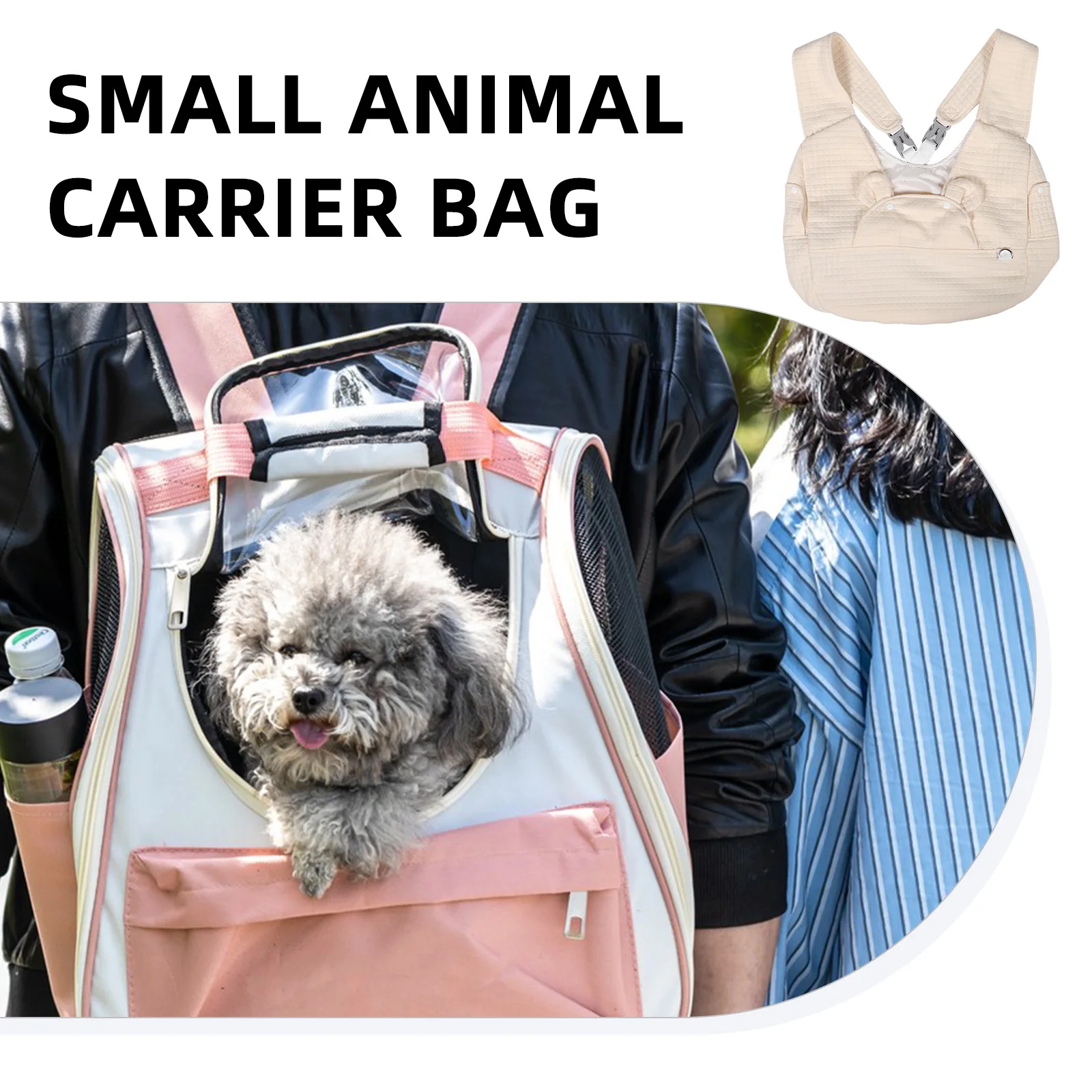 

Pet Carrier Backpack Beige Multifunctional Small Dog Cat Travel Bag Crossbody Carrier for Hiking Camping Small Medium Puppies