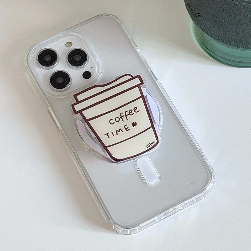 

Корейский милый мультяшный кофе, магнитный держатель, ручка Tok Griptok, подставка для телефона, поддержка iPhone 17, для Pad Magsafe Smart Tok