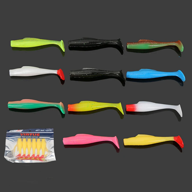 6pcs Fishing Lure Soft 80mm TPR Plastics Baits Lure Artificial Baits Floating Crazy Soft Worm