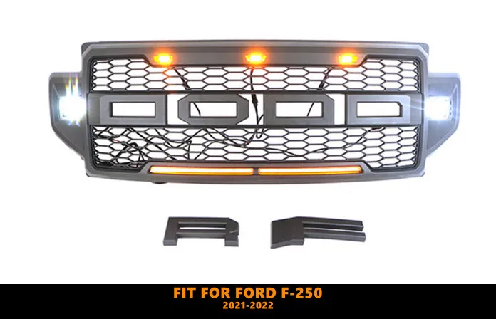 Good Quality ABS Front Middle Grill Racing Grills With LED Lights Fit For Ford F250 F350 F450 2021 2022