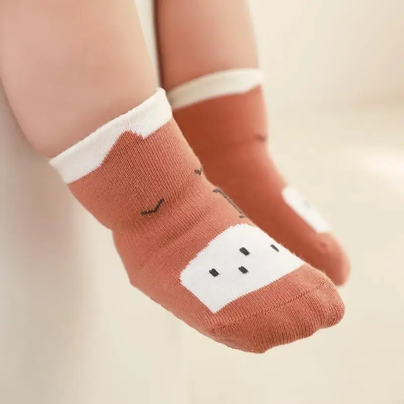 جوارب أطفال مضادة للانزلاق من 95AE، جوارب أرضية للأطفال حديثي الولادة مطبوعة برسوم كارتونية لخطوات آمنة