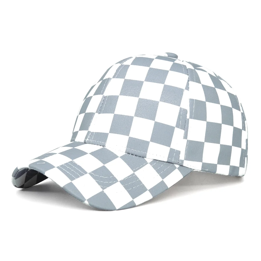 Spring Summer New Black and White Chessboard Lattice Plaid Baseball Cap Retro Casual Sunshade Sun Hat Travel Outdoor Hat Tide