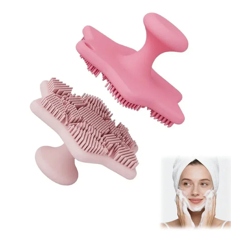 Mini zachte siliconen exfoliërende borstelreiniger Handmatige lichaamsreiniging Gezichtsverzorging Draagbare scrubber Douche Siliconen badborstel
