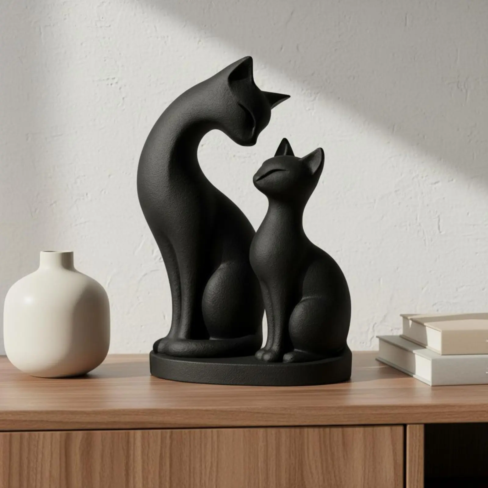 Feline Desktop Ornament Easy to Arrange Feline Sculpture Home Decor Lightweight Matte Finish for Shelf