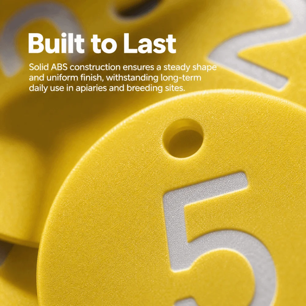 50Pcs ABS Plastic Serial Number Labels Round Shape White&Yellow Livestock Sorting Tags Digit Printing Pre-Drilled Holes