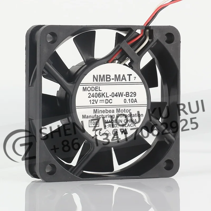 Original genuine NMB 6015 2406KL-04W-B29 DC12V 0.10A 6CM three-wire chassis silent cooling fan