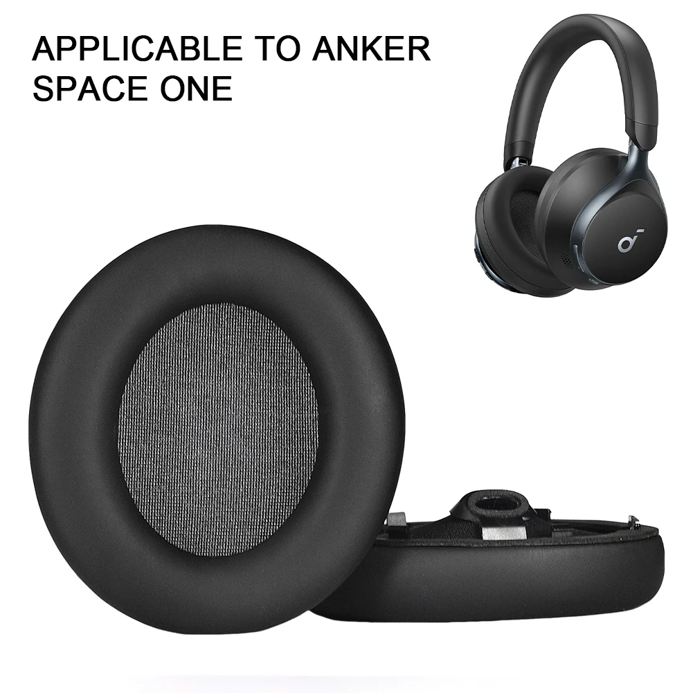 1Pair Replacement Ear Cushion Protein Leather Headphone Earpads Headset Ear Cushions for Anker Soundcore Space One Headset