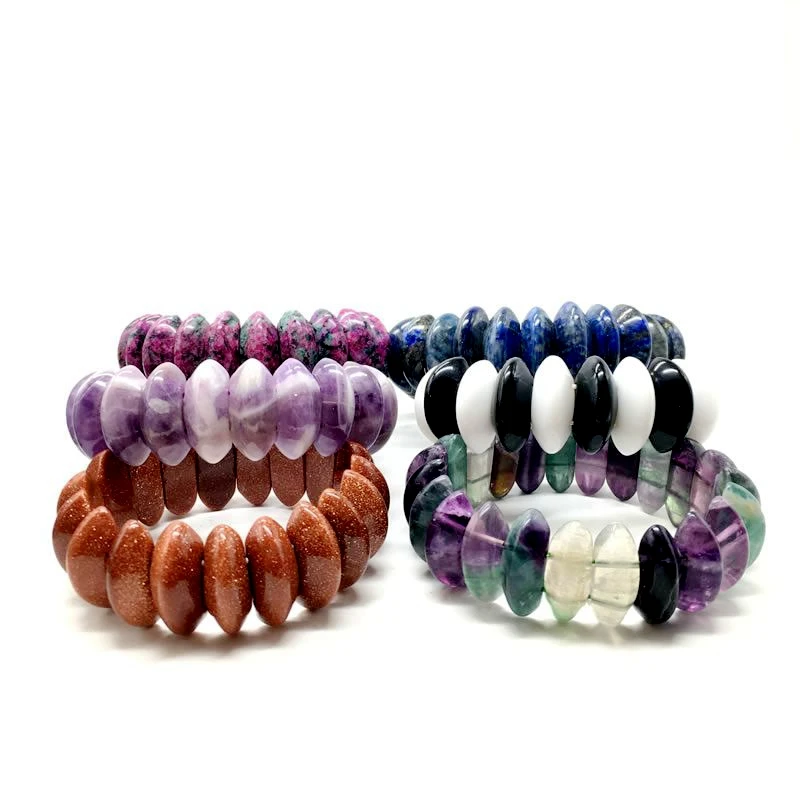 

New Bullet Head 10X23MM Natural Stone Tiger Eye Amethyst Agate Crystal Elastic Bracelet for Men and Women Fashion Charm Jewelry