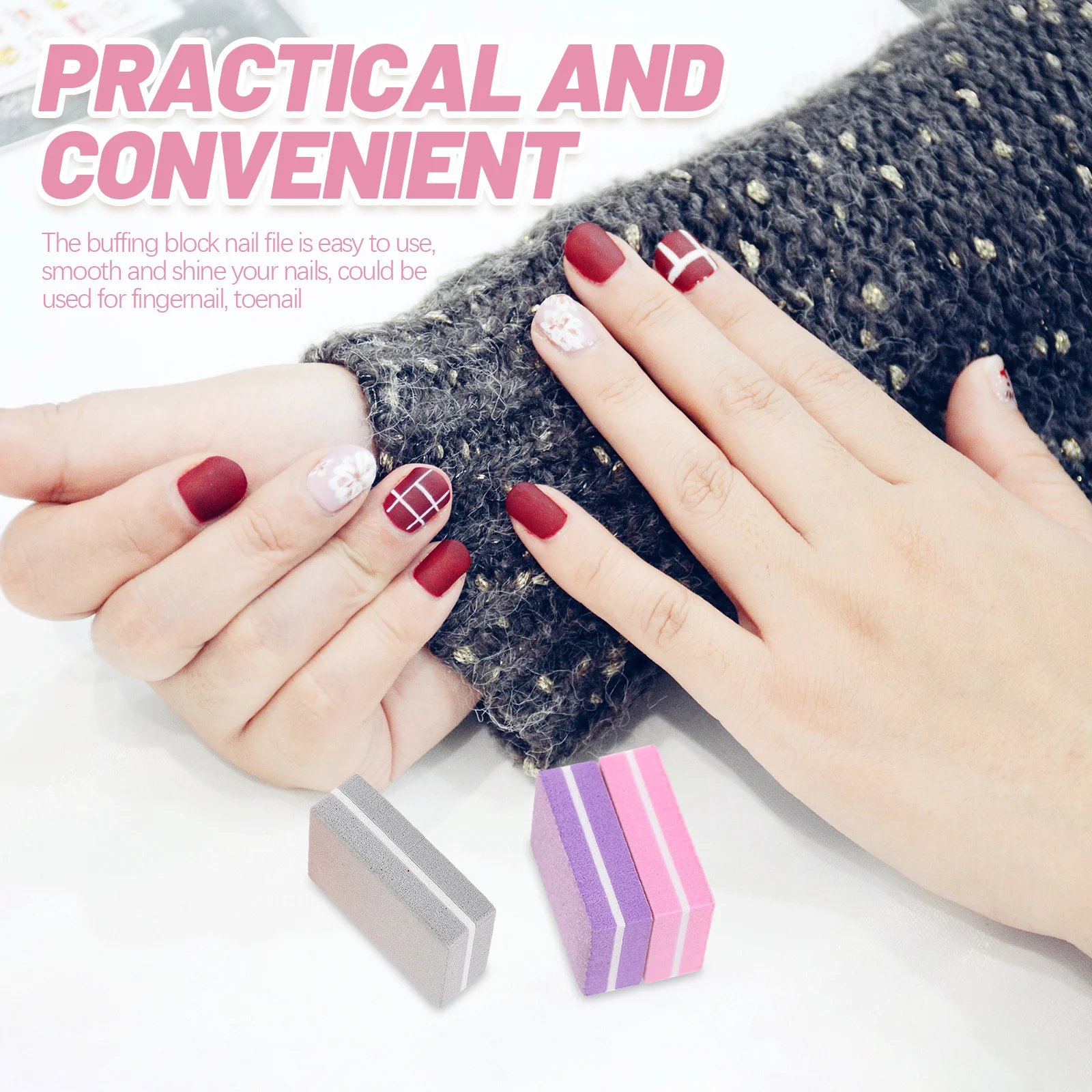 Bloc de polissage éponge pour lime à ongles, outil de meulage de manucure double face pour le ponçage des ongles des pieds, tampon Compact Portable 50 pièces