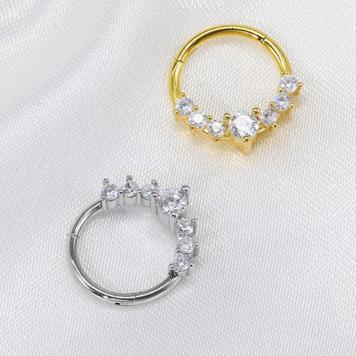 Cyrkon zawiasowy segmentowy kolczyk w nosie stal nierdzewna kolczyk w nosie przegroda Clicker Piercing warga chrząstka ucha Helix piercing biżuteria — zdjęcie 7