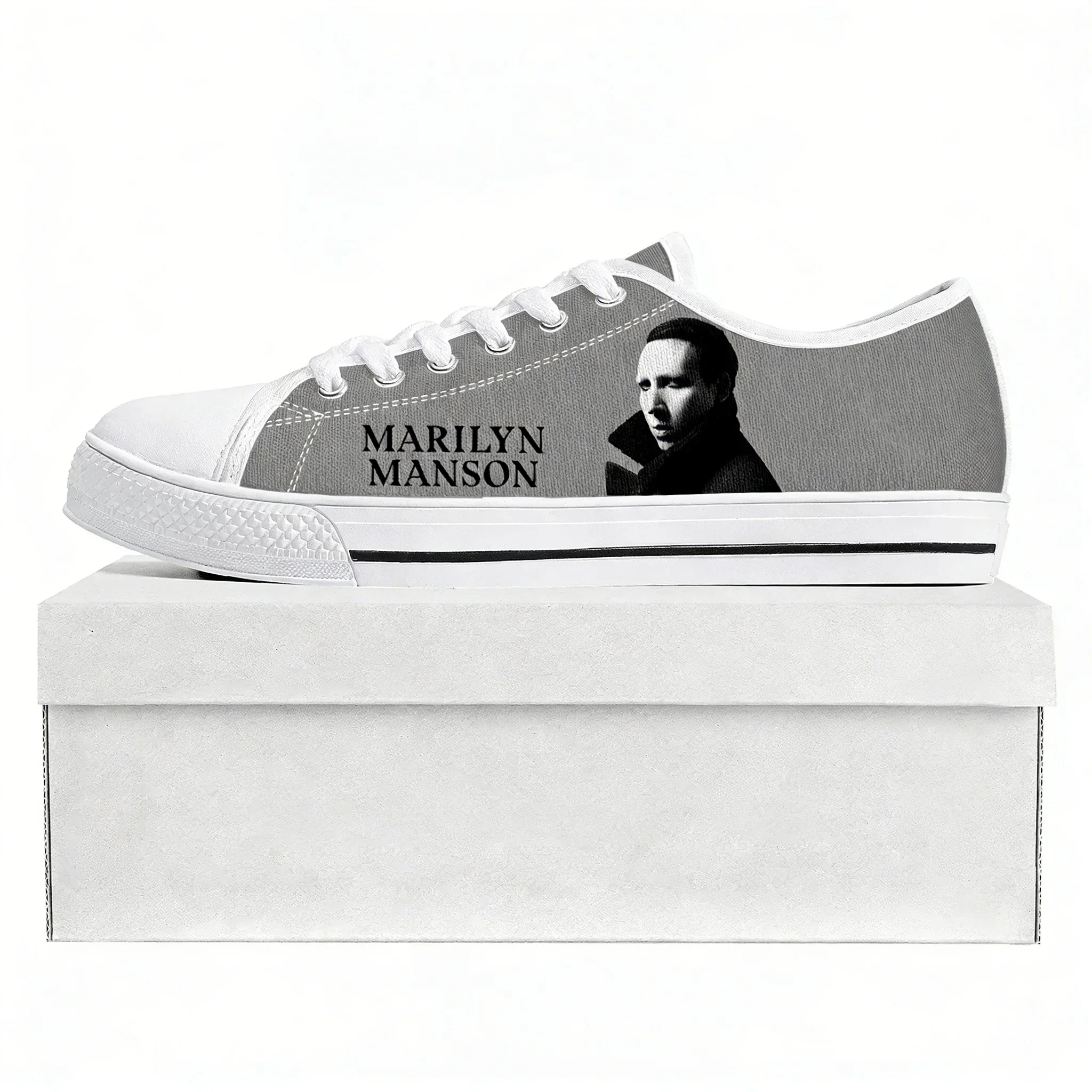 

Rock Band Music Singer Marilyn Manson Low Top High Quality Sneakers Mens Womens Teenager Canvas Sneaker Couple Shoes Custom Shoe