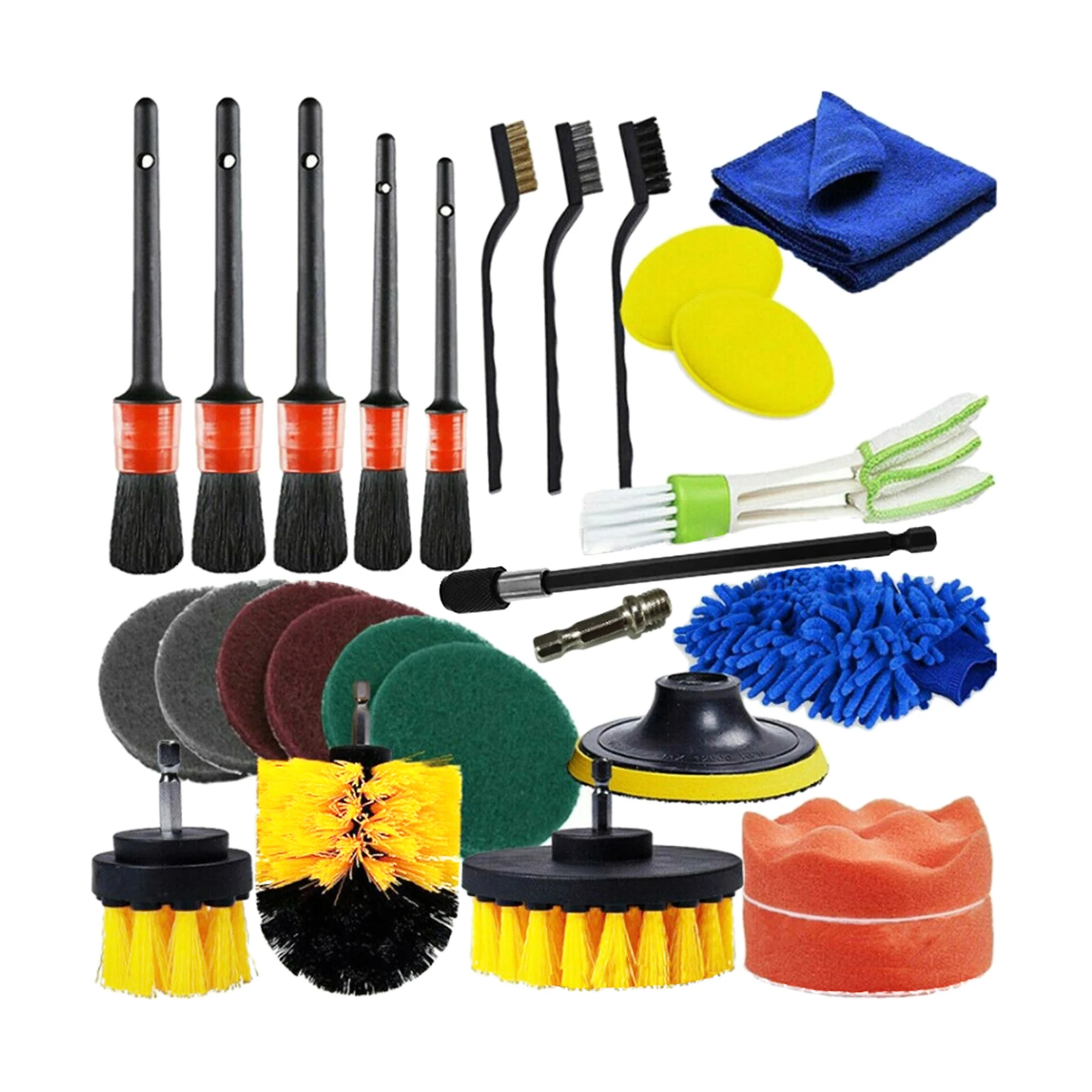 17/26pcs Detailing Brushes Kit Car Cleaning Brush Power Scrubber Drill Brush Car Inner And Outer Cleaning Washing Brushes Tool