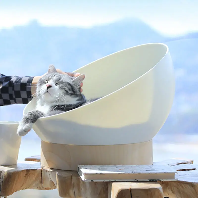 Modern Fashion Removable Cat Sleeping Bed House Sofa Washable Semicircle Pet Bed Cat Nest With Turntable