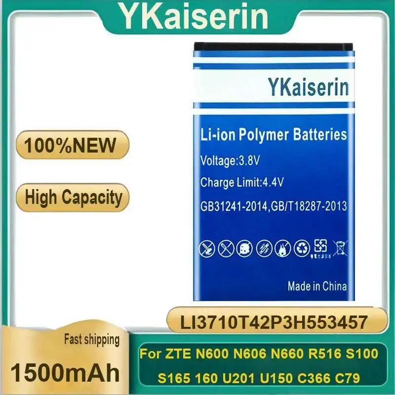 

1500Mah For Zte N600 N606 N660 R516 S100 S165 160 U201 U150 C366 C79 Hardwearing LI3710T42P3H553457 Mobile Phone Battery