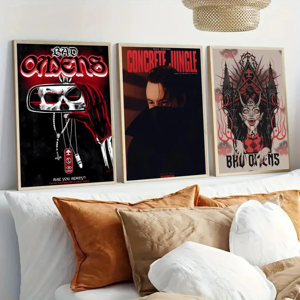 B-Bad Omens Band Poster Modern Home Living Bedroom Bar Hallway Waterproof Wall Art Aesthetic Decor