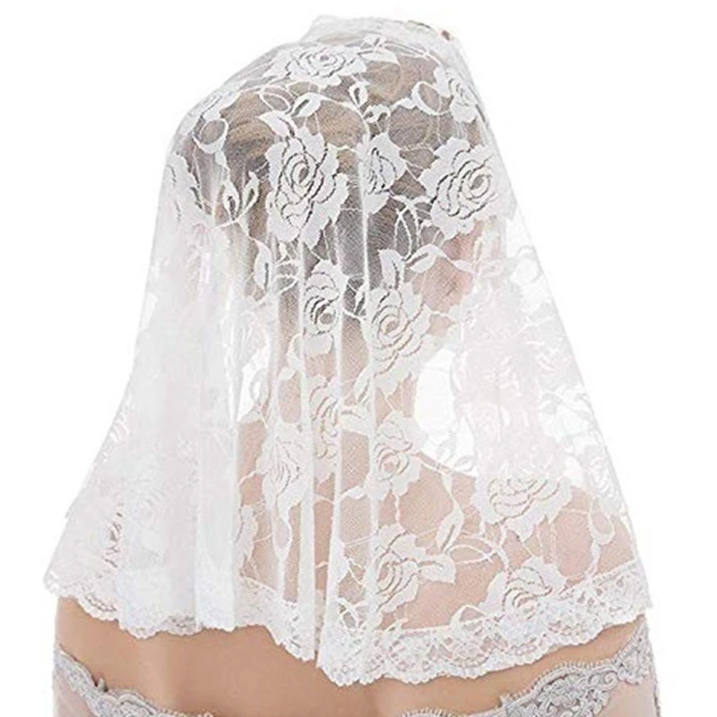 Lace Mantilla Catholic Veil Soft and Comfortable Spanish Style Exquisite Rose Head Covering for Women Girls