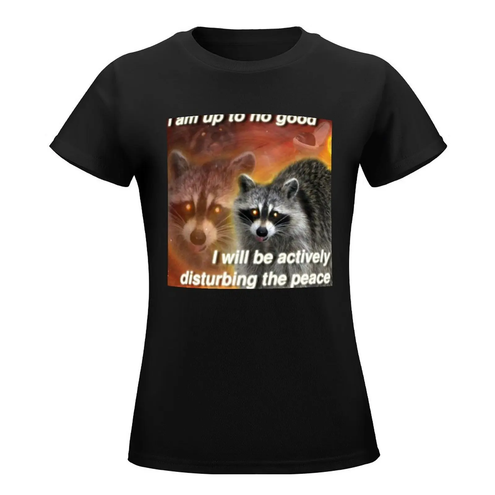 I'm up to no good, I will be actively disturbing the peace - funny raccoon quote T-Shirt customs tees tight shirts for Women