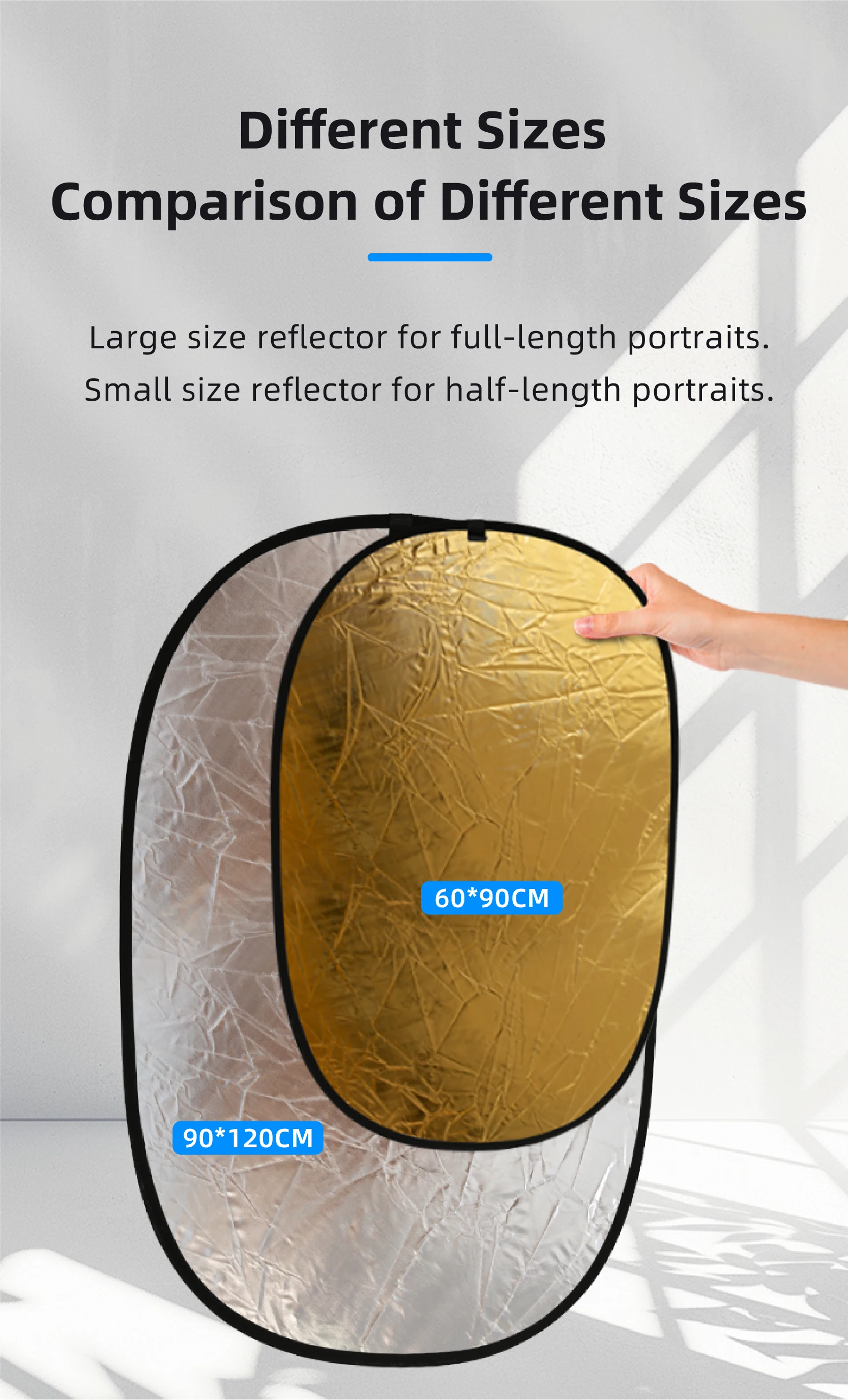 RF02 24-Zoll-Reflektor 5in1 60X90CM 90X120CM 2in1 Silber Weißgold Tragbare zusammenklappbare weiche leichte runde Fotografie für Studio 7in1