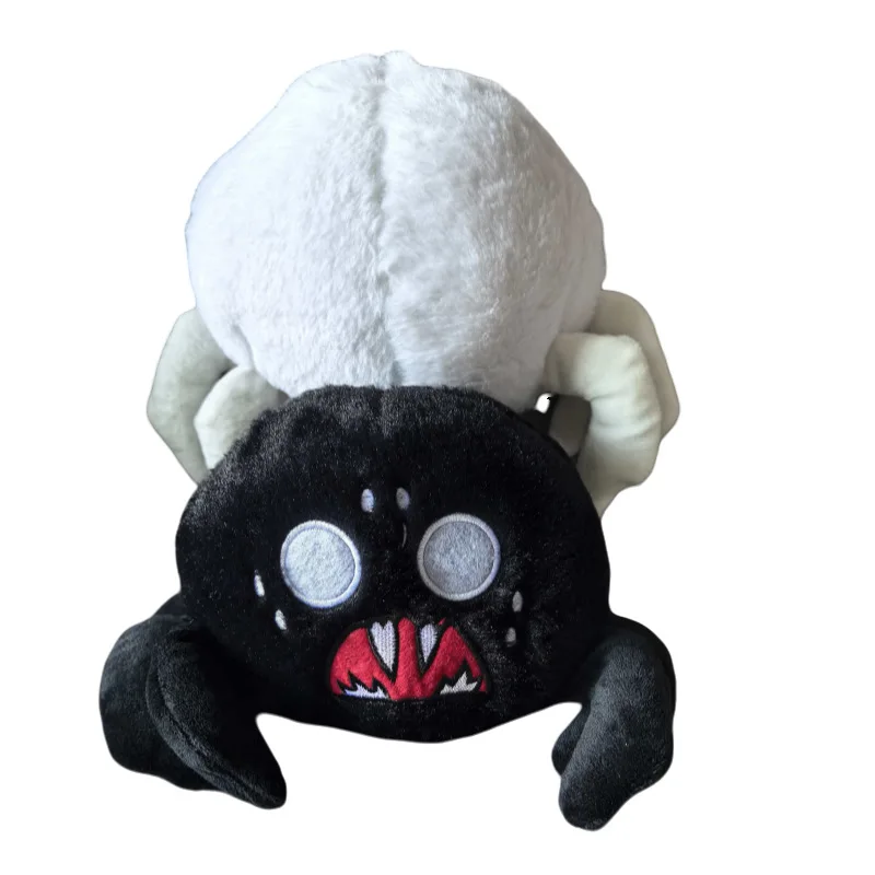 لعبة لا تجعق ويبر كوسبلاي دمية رعب لطيف أسود أبيض عنكبوت قطيفة محشوة من القطن لتزيين غرفة الهالوين