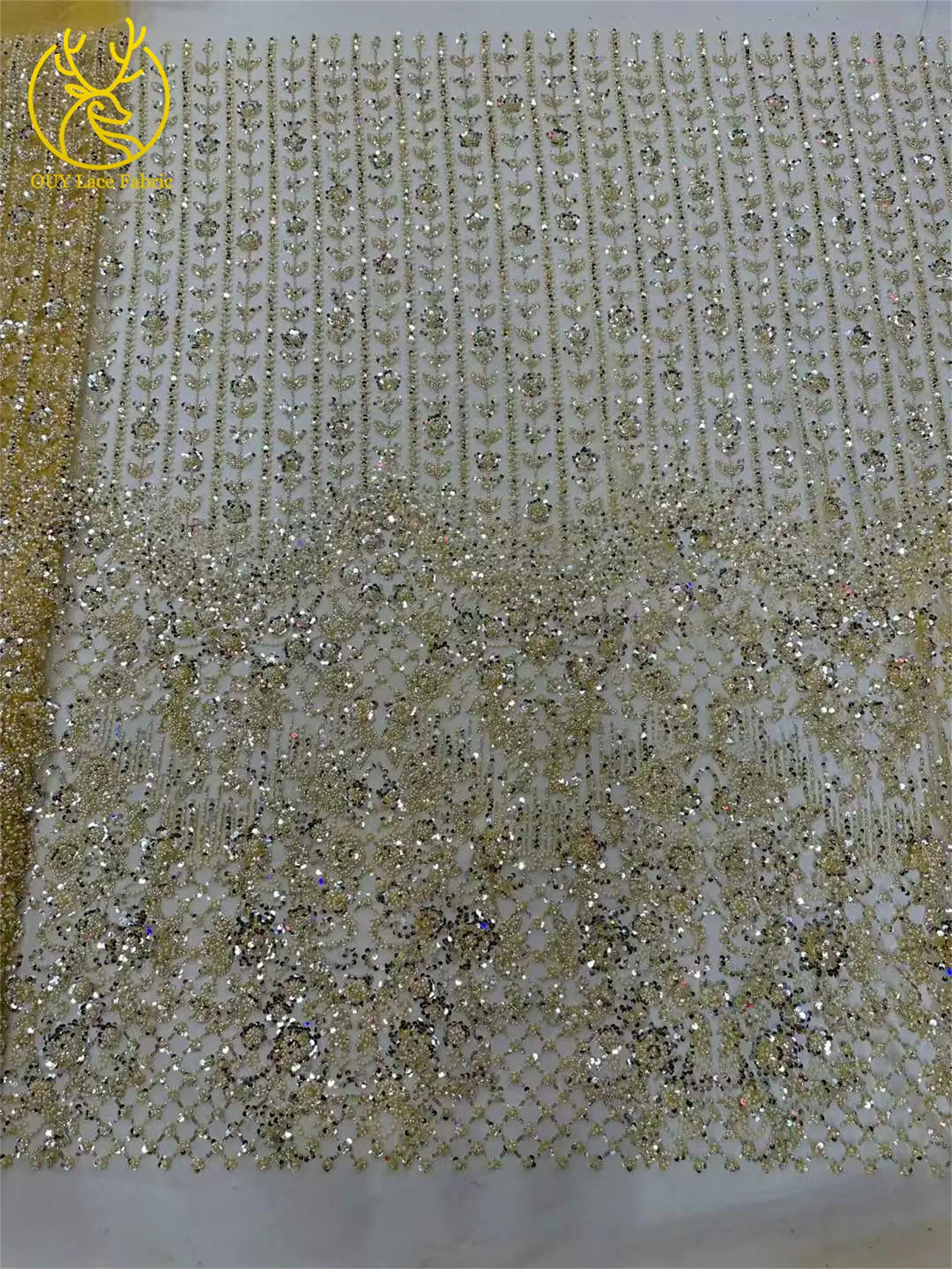 قماش دانتيل مطرز يدويًا أفريقي 5 ياردات من قماش الدانتيل الفرنسي الفاخر المطرز بالدانتيل النيجيري فساتين حفلات الزفاف