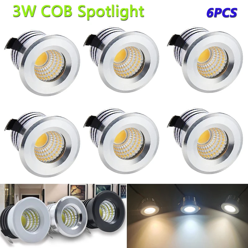 3W LED Spotlight Ceiling Spot Light Recessed Cabinet Showcase Spots Lamp AC110 220V Downlight Bedroom Kitchen Ceiling Lighting