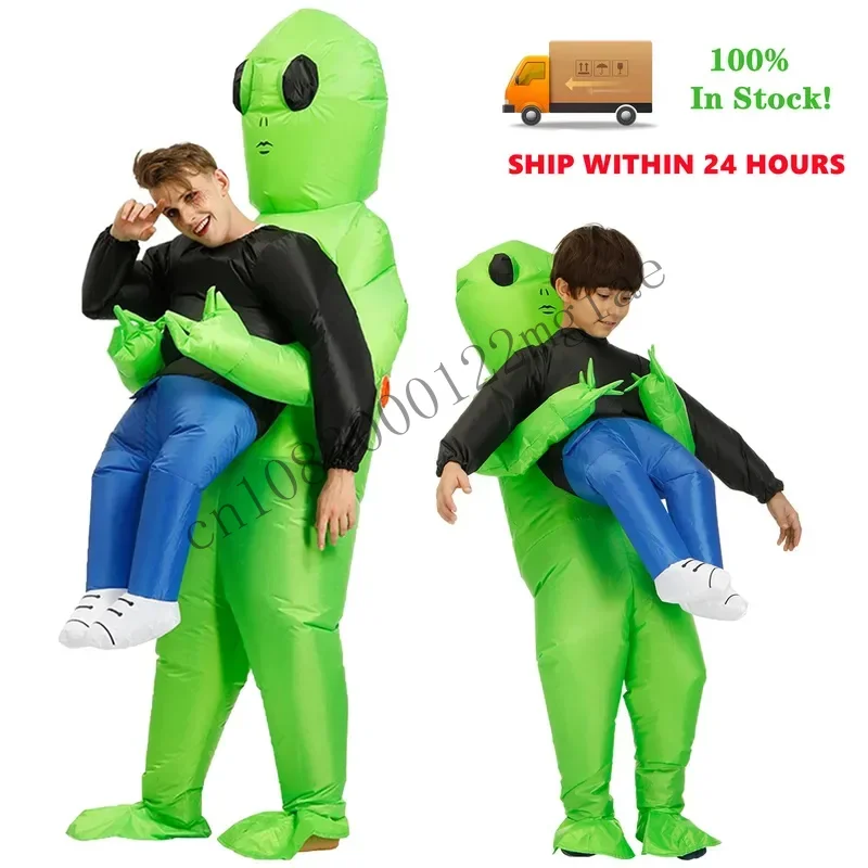 {In Stock } Inflatable Alien Costume Cosplay Adult Kids Party Funny Suit Fancy Dress Halloween For Boys Girls CMM221