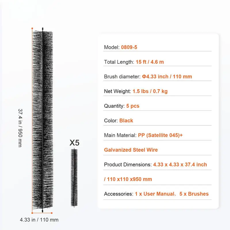 

Gutter Brush, 15 Feet Total Length 4.33 inch Diameter Gutter Cleaning Tools, Ground-Level Gutter Brush Leaf Guard for 5 Inch Gutters, Easily Clear roof Leaves and Debris, 5 Pack