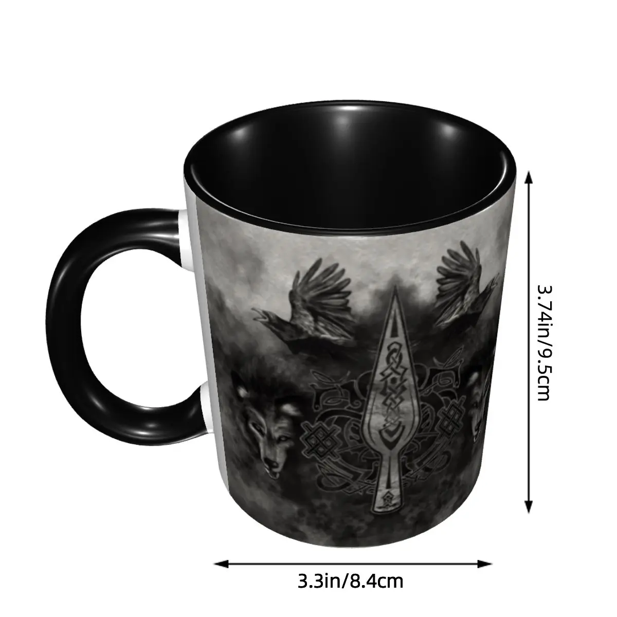 Customized Gungnir Spear Of Odin Coffee Mugs DIY Valhalla Viking Norse Wolf Ceramic Tea Milk Cup
