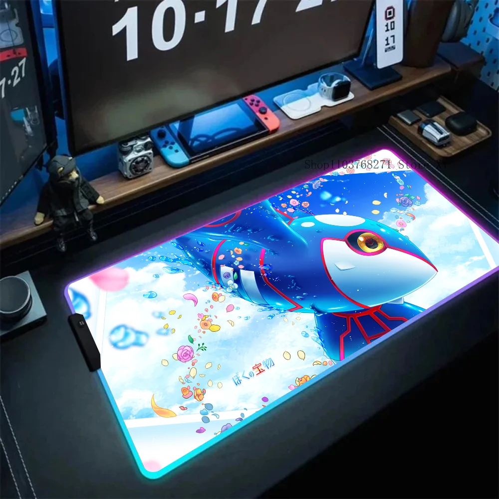 P-Pokemon Kyogre Battle Mousepad XXL RGB Gaming Mouse Pads HD Gamer Accessories Large LED