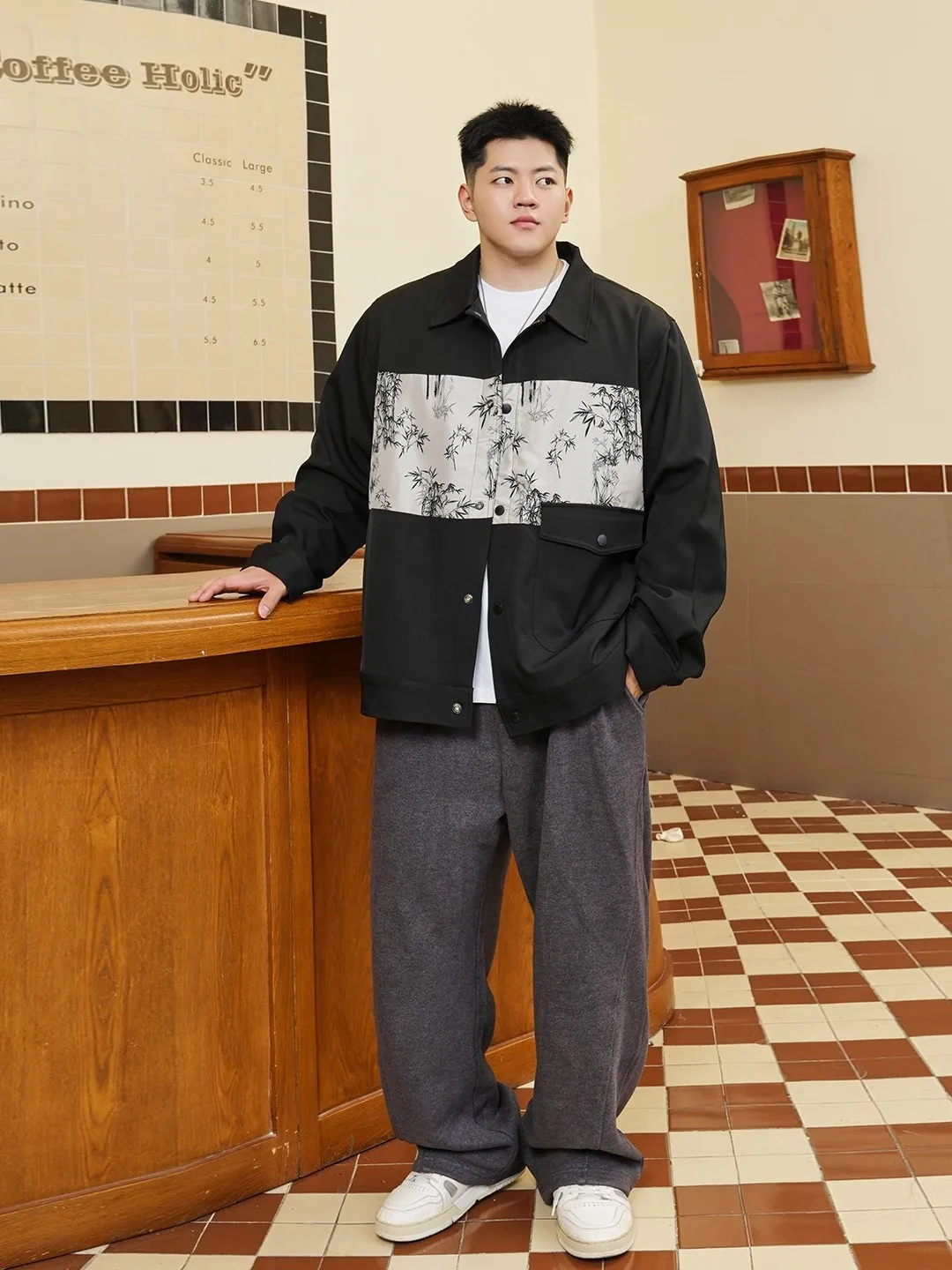 新しい中国風メンズオーバーサイズジャケット長袖パッチワークオープンカーディガン春秋ファッショナブルな多用途カジュアルウェア