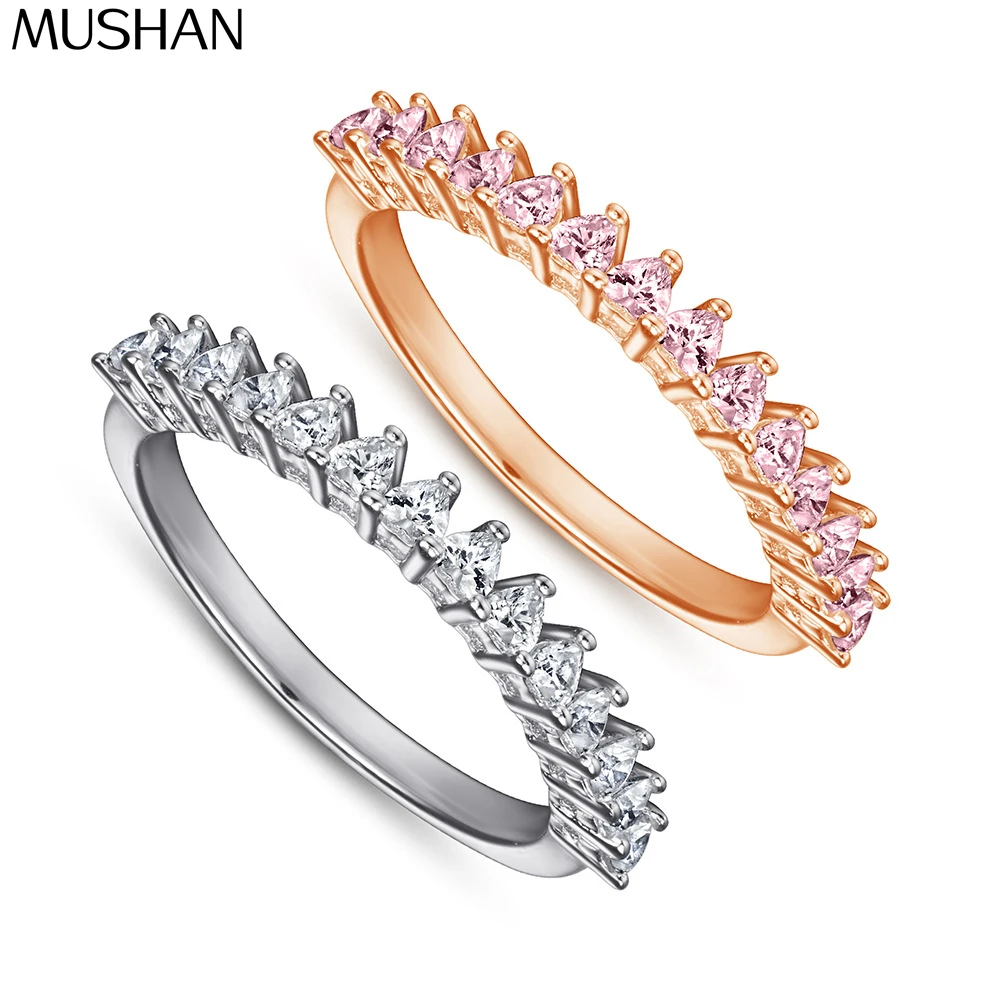 

MuShan Jewelry 925 Sterling Silver Ring Wedding Band HCD Gemstones Bachelorette Gift Timeless Style Women Rings Fine Jewelry