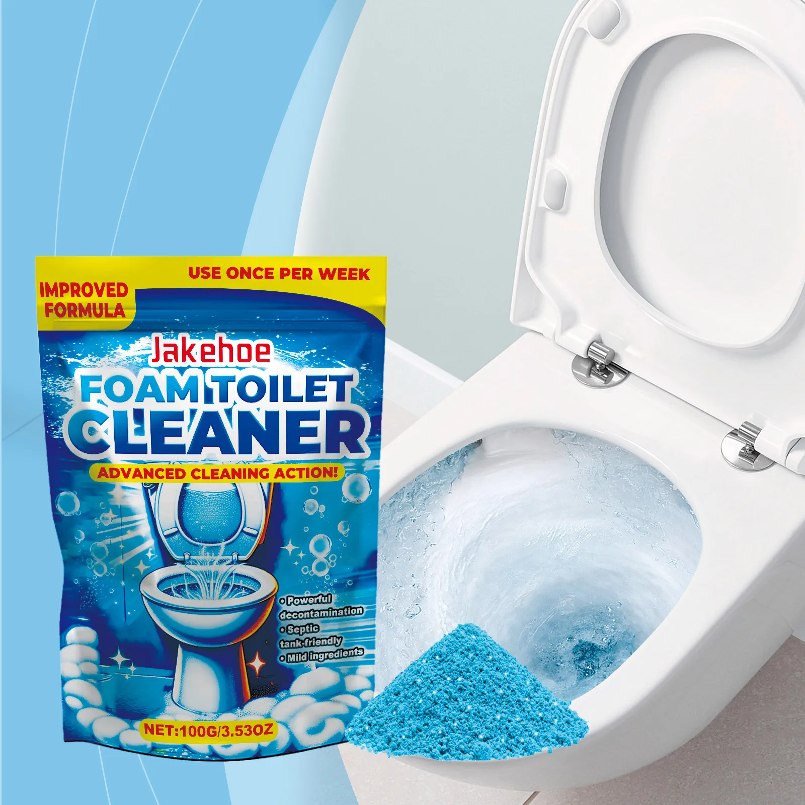 Limpiador de Inodoros de Espuma Jakehoe, Potente Descontaminación, Limpieza Profunda del Inodoro, Apto para Tanques, Limpiador Semanal para Inodoros, Ingredientes Suaves