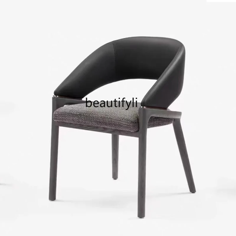 Italian Minimalist Light Luxury High-Grade Ash Wood Home Dining Chair Restaurant Hotel Business Order Receiving Desk Chair