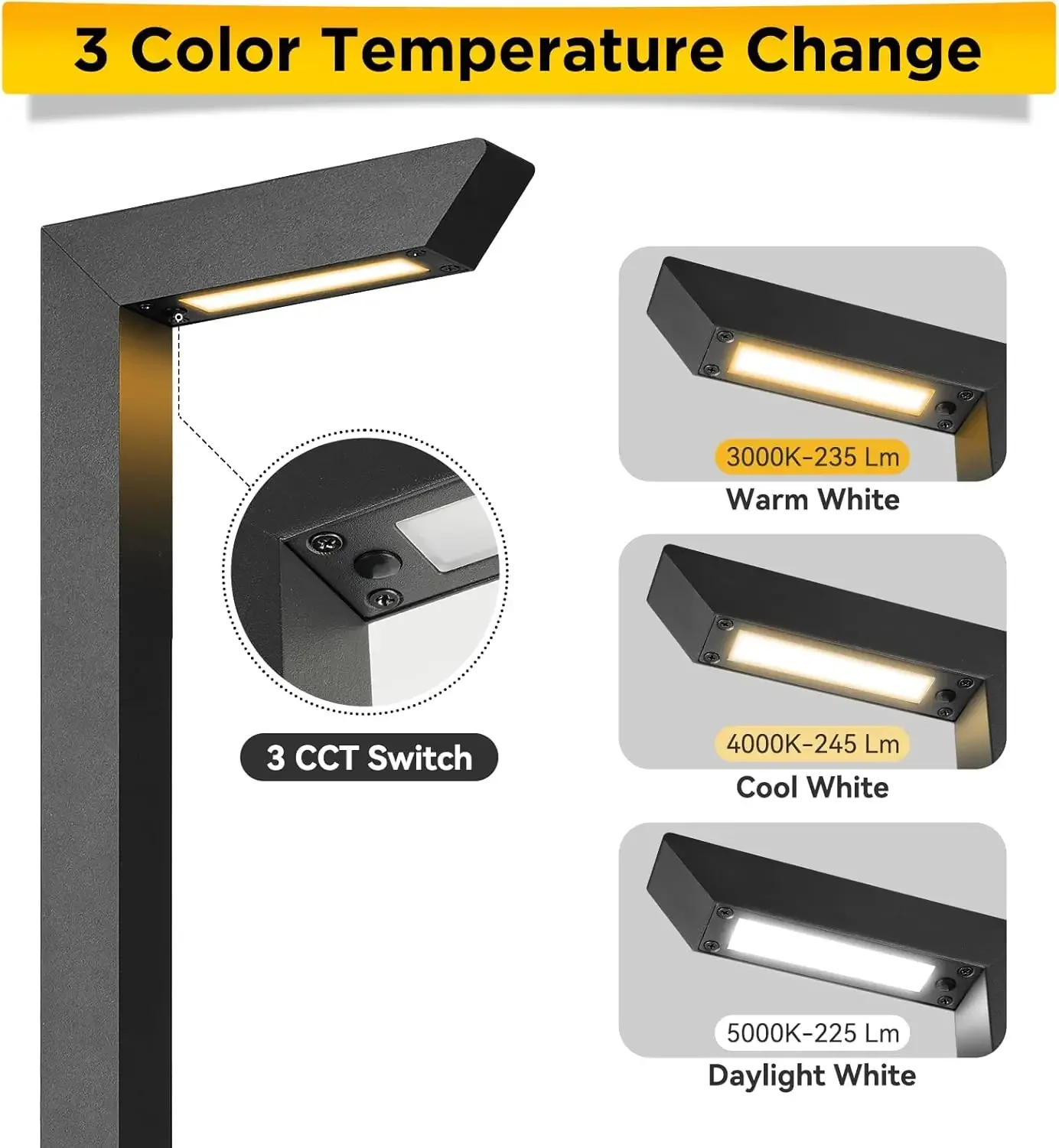 LED Low Voltage Landscape Pathway Light, 12V Premium 3000K/4000K/5000K Selectable Path Lights Wired, Modern Walkway Lights Outdo