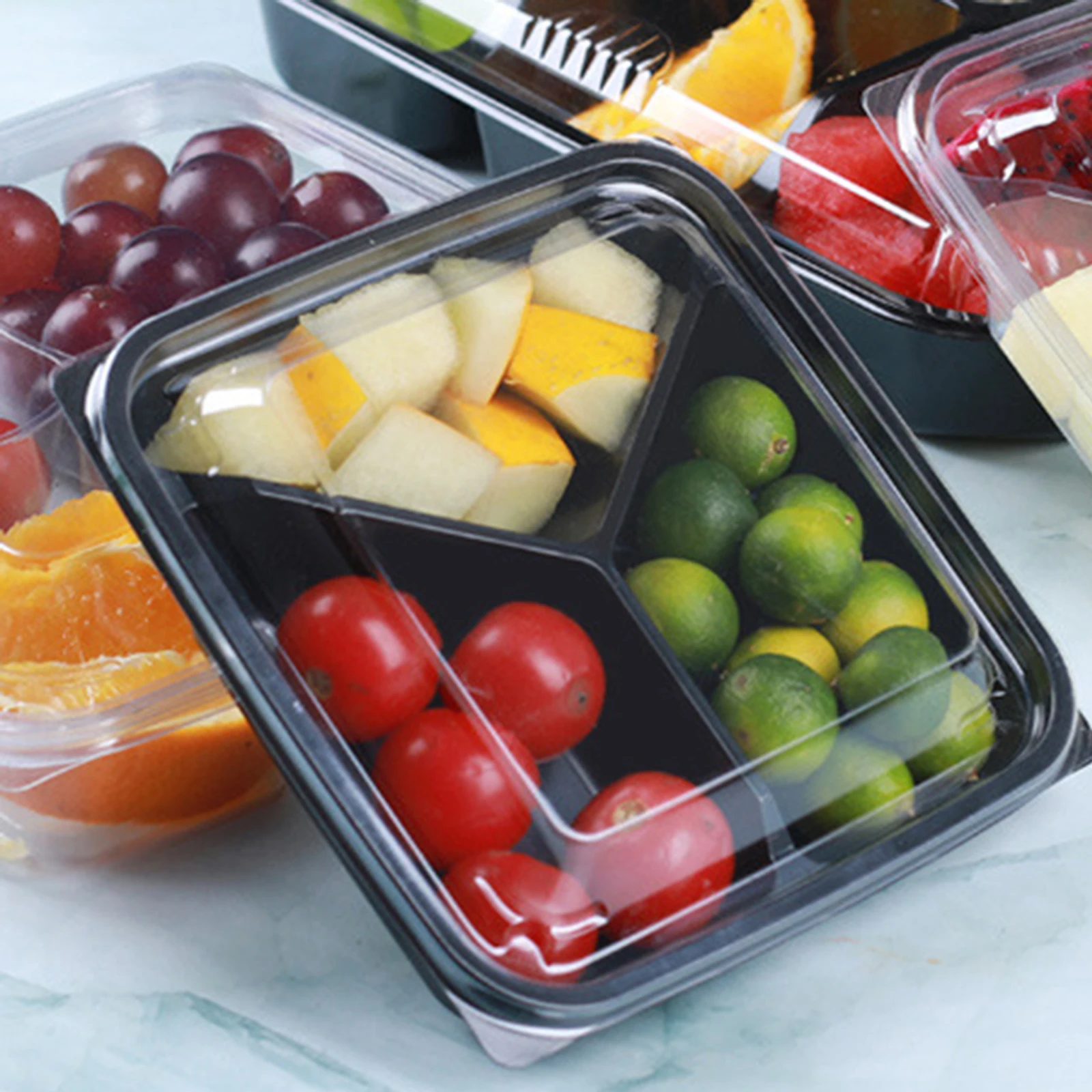 

10Pcs Lightweight Hygiene Food Storage Boxes Clear Fruit Freshness Keeping Containers For Takeout Snacks