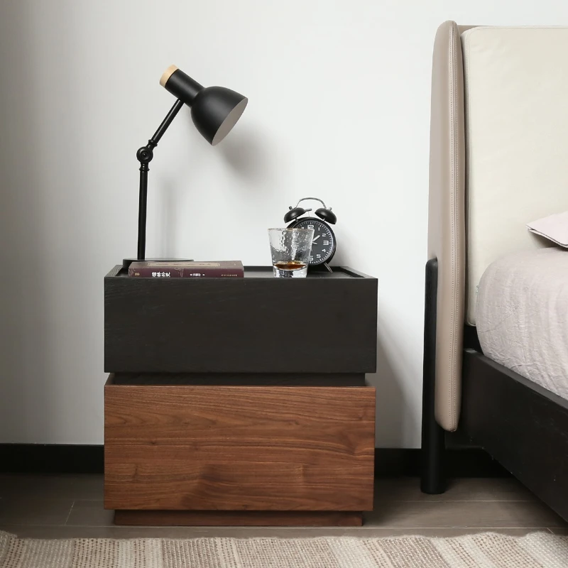 

Solid wood bedside table combination cabinet Modern simple Nordic surprise quiet wind