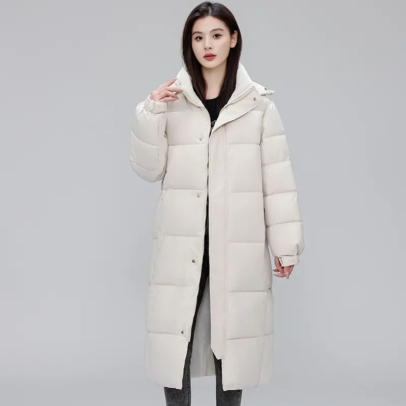 Winter Coat Women Mid Length Loose Bread Service Thicken Over The Knee Cotton Padded Jacket Keep Warm Comfortable Temperament