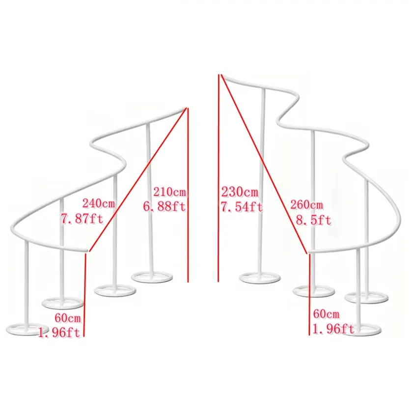 S-förmiger Hochzeitsbogen-Hintergrundrahmen, gewellter Metallständer für Hochzeiten und Veranstaltungen im Freien – Dekoration für Vorhänge und Hintergründe – Detail 1