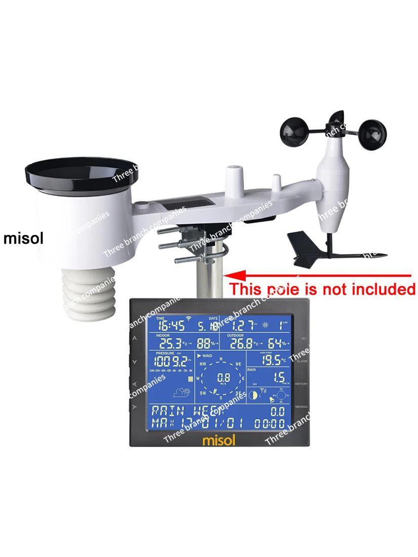 

WiFi Wireless Meteorograph Indoor and Outdoor Temperature and Humidity Hyetometer Wind Direction Wind Speed Light Intensity UV