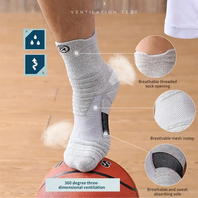 1 Pairs Breathable Mesh Athletic Terry Socks Cushioned Moisture-managing And Durable Reduces Foot For Running Hiking & Sports