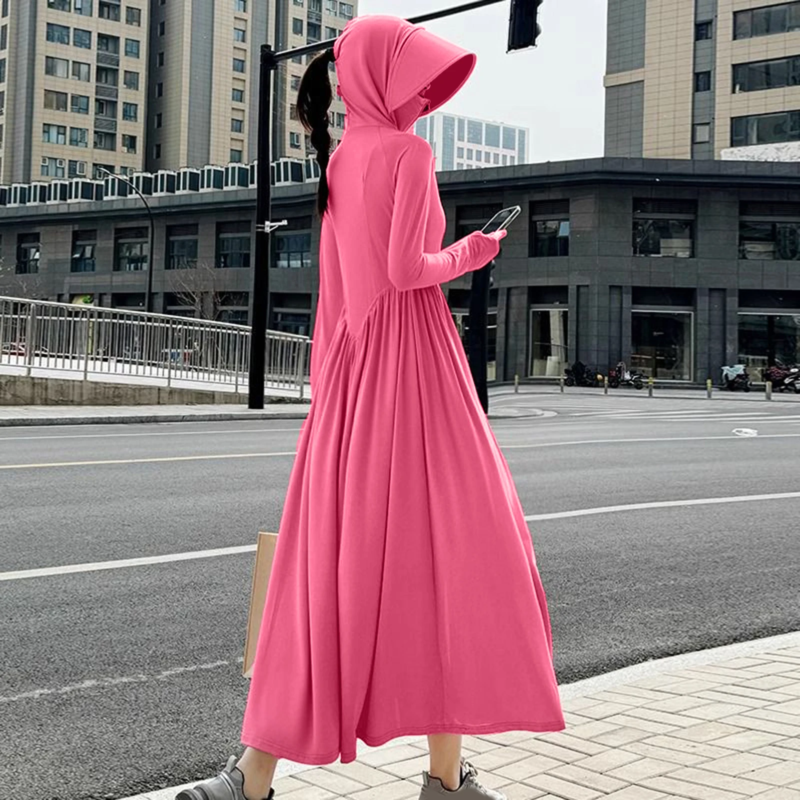 Breathable Ice Silk Uv Long Sleeve Sun protective Clothing For Outdoor Use Hooded Original Scarf Sunscreen