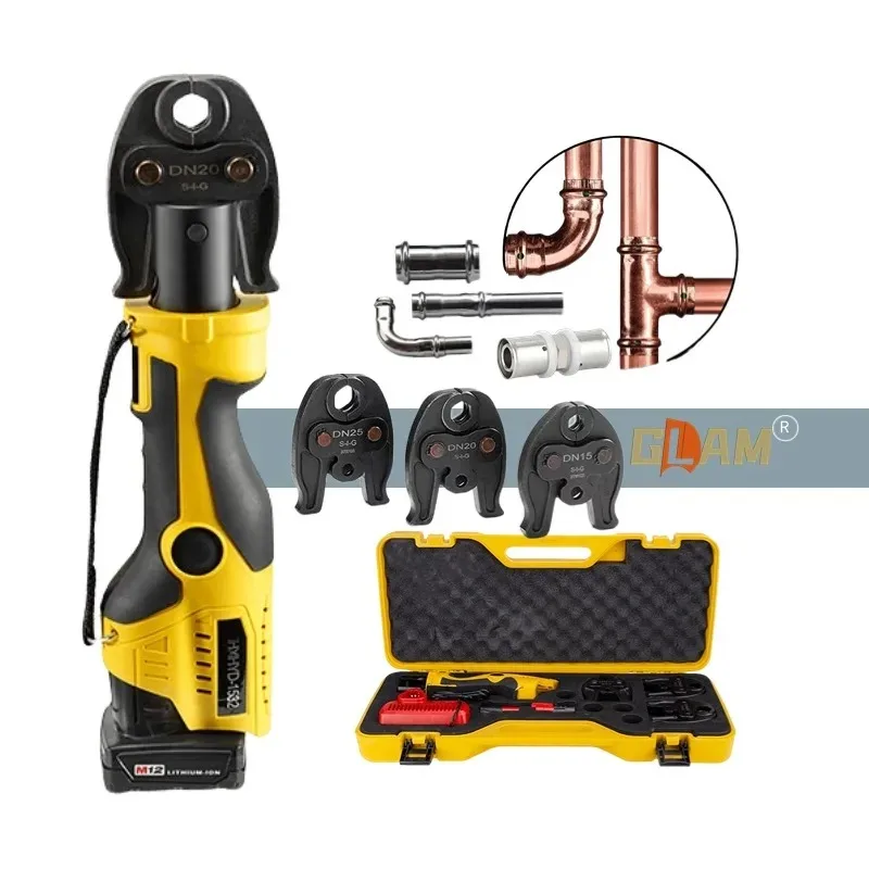 12V Mini Electric HVAC Hydraulic Copper Tube Pipe Crimping Tool Kit DIY Grade PEX Press Pliers Steel Plumb Power Tools 220V