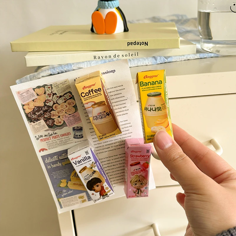 Banana Milk Simulation Food Refrigerator Magnets Miniature Korea Beverage Models Photo Message Board Decoration Home Decor Craft