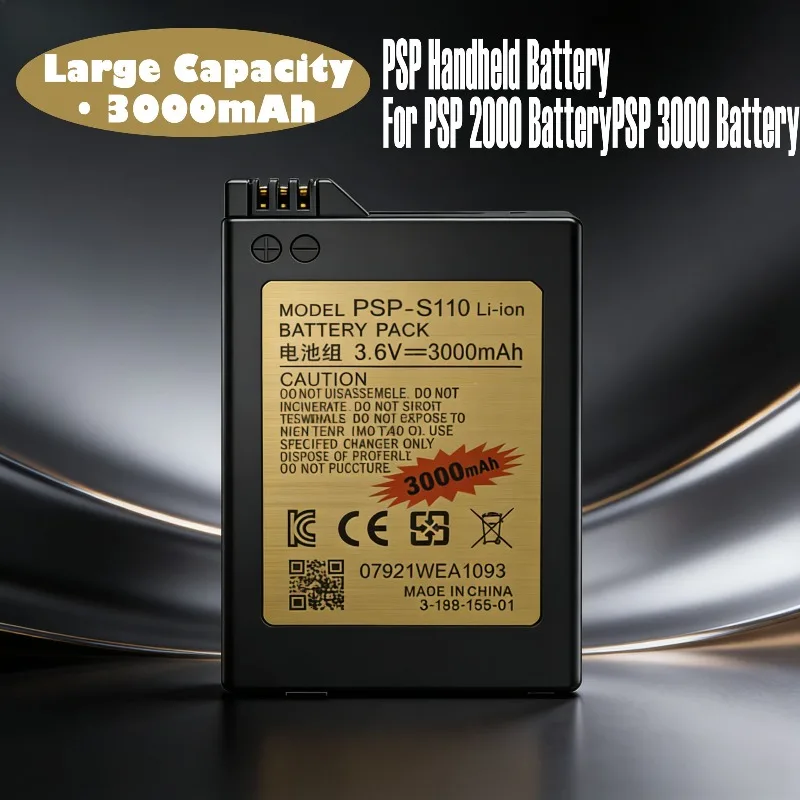 PSP-S110 High Capacity 3000mAh Li-ion Replacement Battery Lasting Rechargeable for Sony PSP2000 PSP3000 Digital Camera Batteries