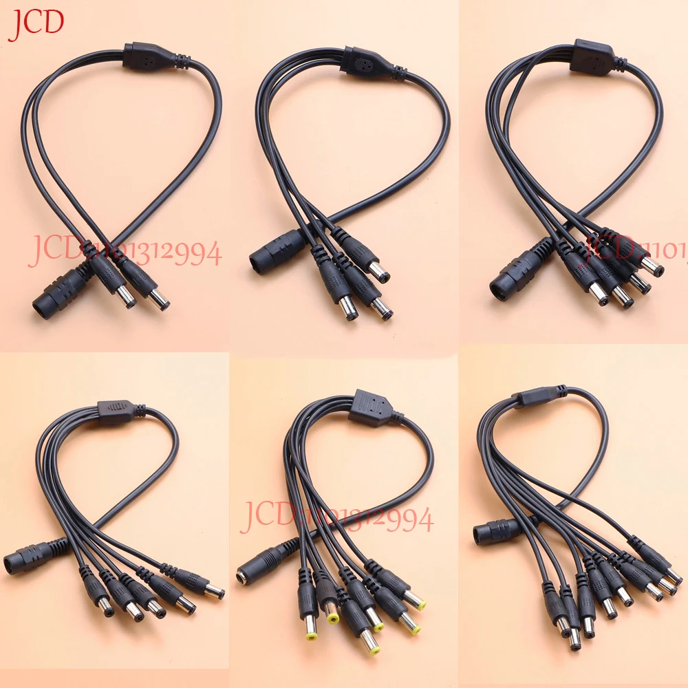 12V DC Power Splitter Plug 1 Female to 2 3 4 5 6 8 Male CCTV Cable Camera Cable CCTV Accessories Power Supply Adapter 2.1*5.5mm